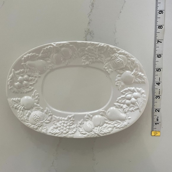 Vintage Gibson Designs Fruitful 10in White Oval Serving Platter - Picture 10 of 10